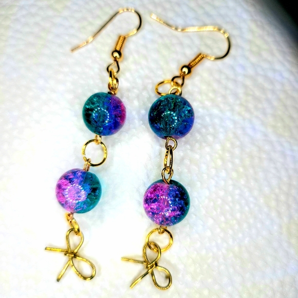 HandMade U CreateReal Crystal Gemstone Bow Earring - Picture 15 of 16